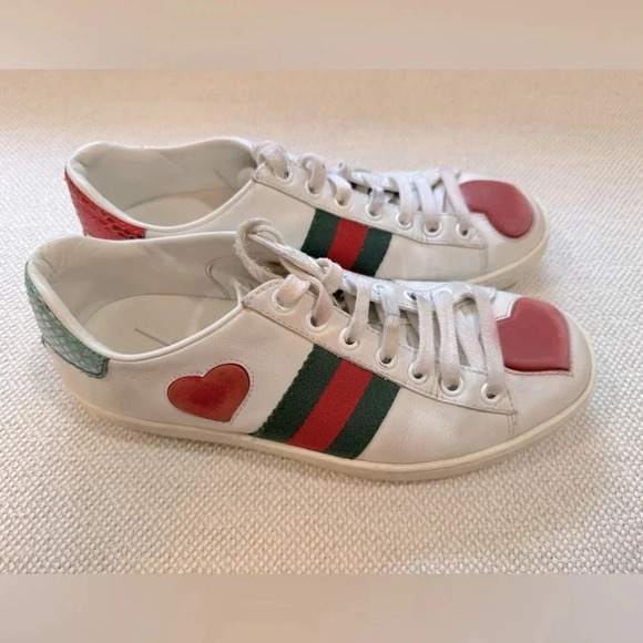 GUCCI Ace Low Heart - 435638-A38M0-9074 size 35.5/US 5.5 - Picture 1 of 16
